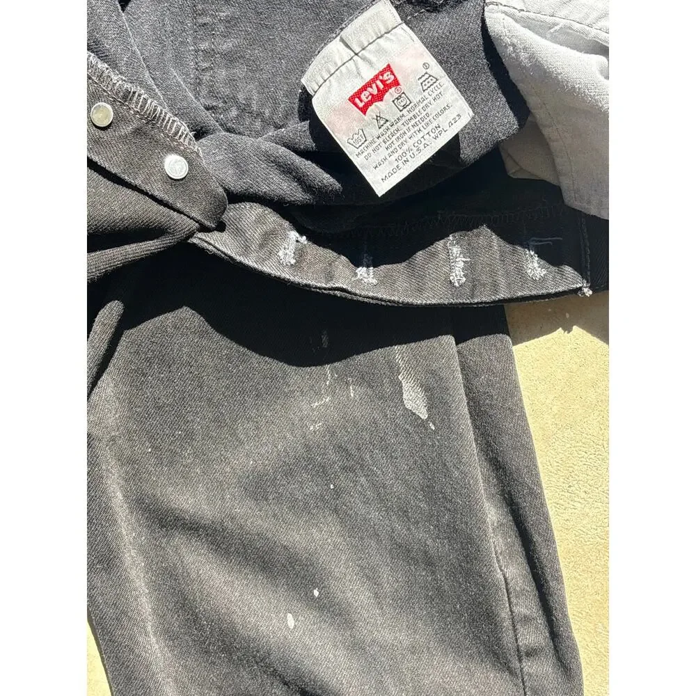 Vintage Levi’s 501 Made in USA button fly 33x32 Black painter grunge denim jeans